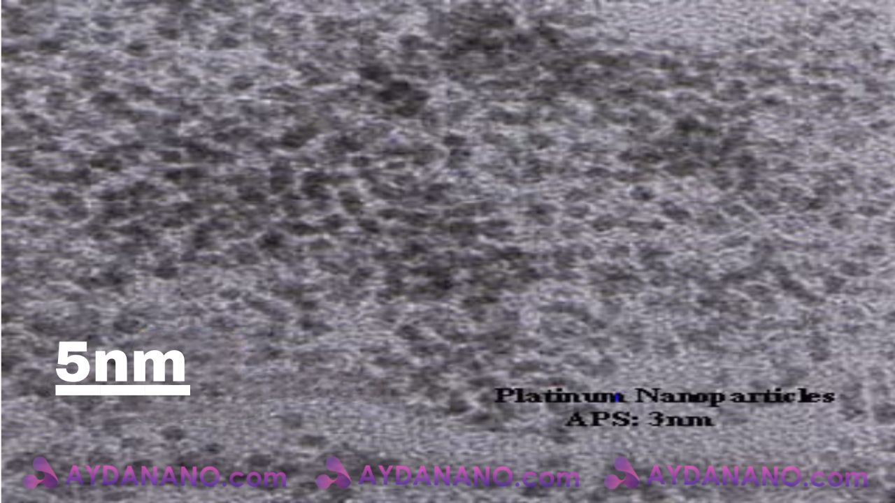 محلول آبی نانو پودر پلاتین سایز 3 نانومتر، غلظت: 1000ppm